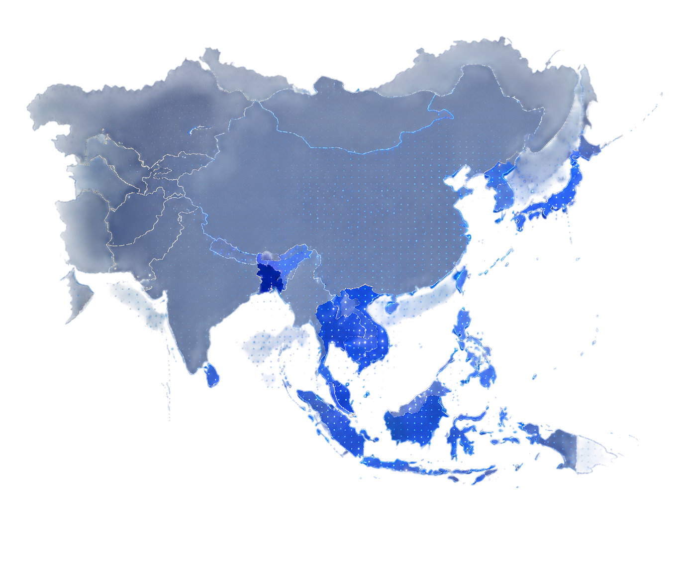Global map representing international banking markets
